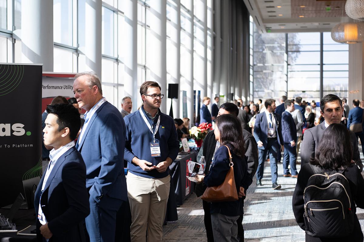 A crowded exhibit concourse